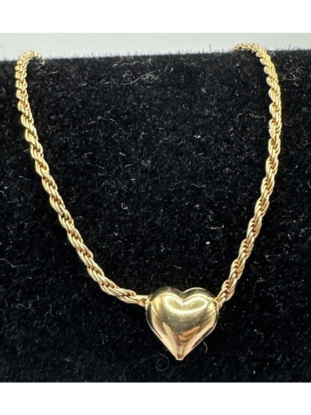 Dyadema 14k YG Plated Solid Sterling Silver Heart Charm Rope Bracelet 6.5 +1” Ex